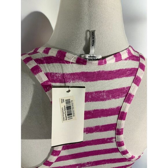 Splendid Womens Striped Racerback Tank Top Scoop Neckline Pink White NEW Medium - Picture 3 of 9